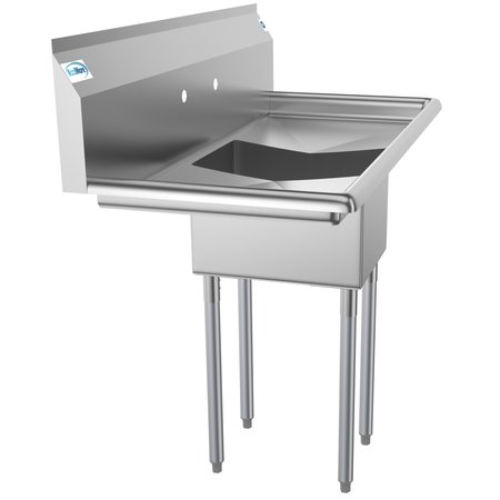 Koolmore 1 Compartment Stainless Steel NSF Commercial Kitchen Prep & Utility Sink with 2 Drainboards SA121610-16B3